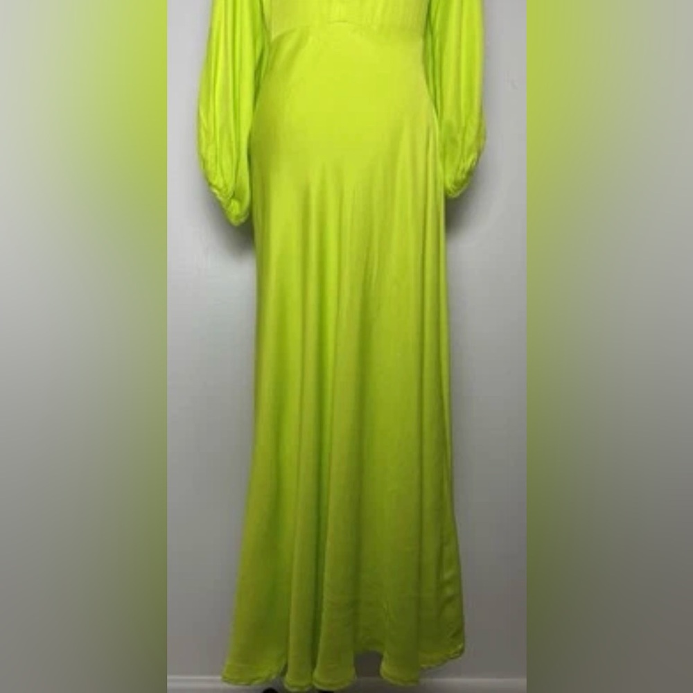 Farm Rio Lime Green Cutout Midi Dress NWT – Balloon Sleeve, Tassel Tie - Picture 13 of 16